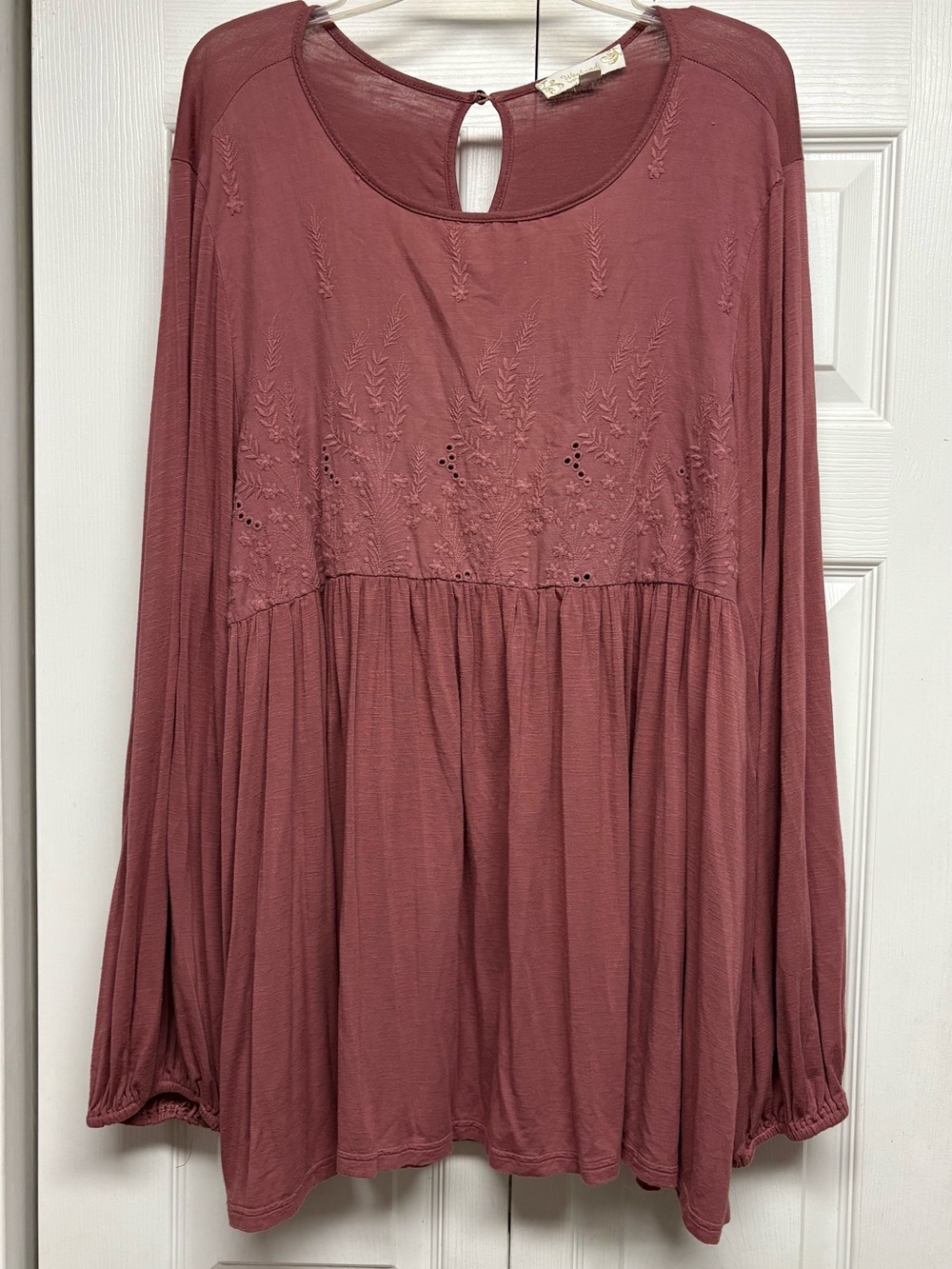 Suzanne Betro Dusty Rose Long Sleeve Embroidered Tunic